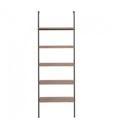 vidaXL 5-Tier Leaning Shelf Dark Brown and Black 64x35x185 cm