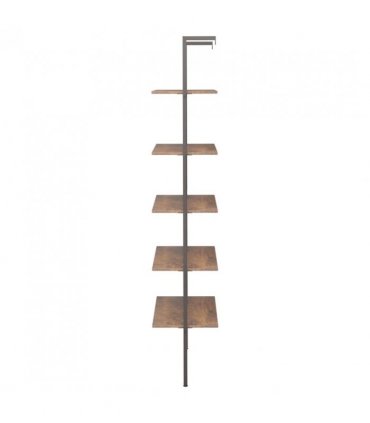 vidaXL 5-Tier Leaning Shelf Dark Brown and Black 64x35x185 cm