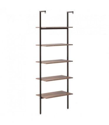 vidaXL 5-Tier Leaning Shelf Dark Brown and Black 64x35x185 cm