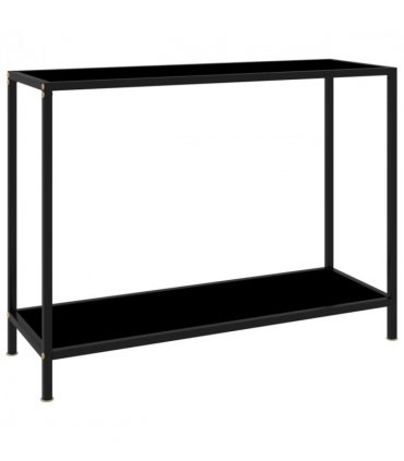 vidaXL Console Table | Black | Tempered Glass, Powder-Coated Steel