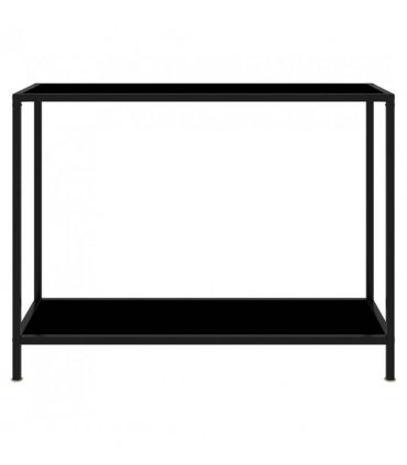 vidaXL Console Table | Black | Tempered Glass, Powder-Coated Steel