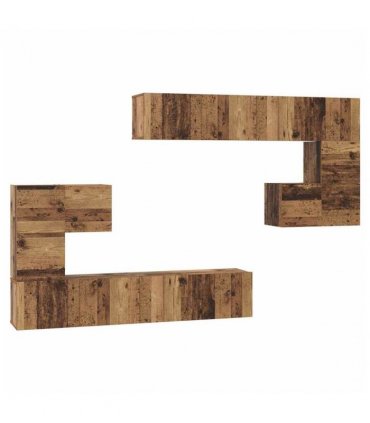 vidaXL TV Units Wall-mounted 4 pcs Old Wood Engineered wood