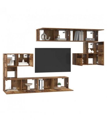 vidaXL TV Units Wall-mounted 4 pcs Old Wood Engineered wood
