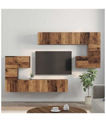 vidaXL TV Units Wall-mounted 4 pcs Old Wood Engineered wood