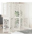 vidaXL Room Divider 5 Panels White Solid Wood Paulownia