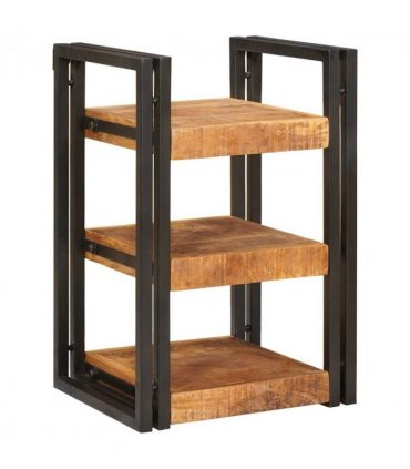 vidaXL Bedside Table Brown and Black 38 x 33 x 58 cm Solid Mango Wood