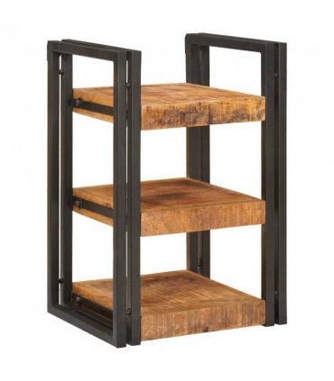 vidaXL Bedside Table Brown and Black 38 x 33 x 58 cm Solid Mango Wood
