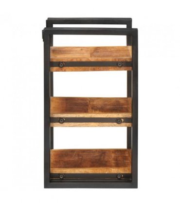 vidaXL Bedside Table Brown and Black 38 x 33 x 58 cm Solid Mango Wood