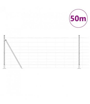 vidaXL Welded Wire Fence with Concrete Base 50 x 1 m Galvanised Steel