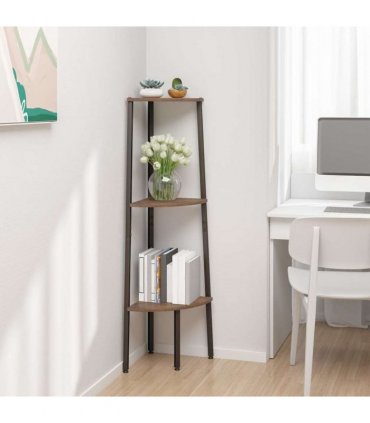vidaXL 3-Tier Corner Shelf Dark Brown and Black 45.5x31.5x120 cm