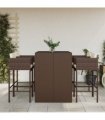 vidaXL 5 Piece Garden Bar Set with Cushions Brown Poly Rattan