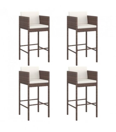 vidaXL 5 Piece Garden Bar Set with Cushions Brown Poly Rattan