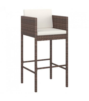 vidaXL 5 Piece Garden Bar Set with Cushions Brown Poly Rattan