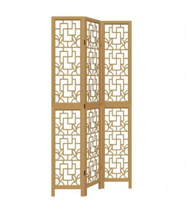vidaXL Room Divider 3 Panels Brown Solid Wood Paulownia
