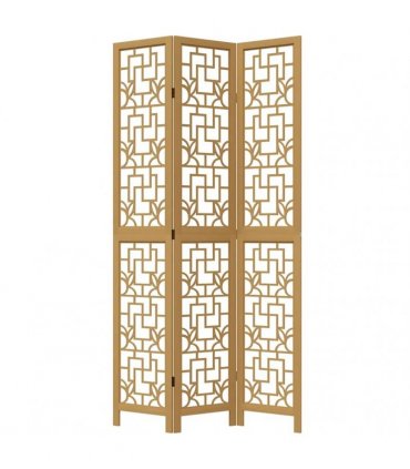 vidaXL Room Divider 3 Panels Brown Solid Wood Paulownia