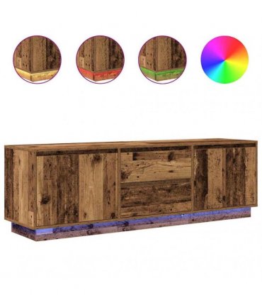 vidaXL TV Cabinet with LED Lights Old Wood 160.5x41x50 cm