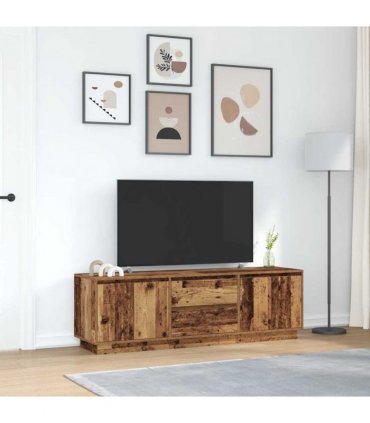 vidaXL TV Cabinet with LED Lights Old Wood 160.5x41x50 cm