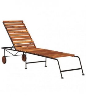 vidaXL Sun Lounger | Brown | Solid Acacia wood, Steel | Standard