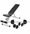 vidaXL Workout Bench with Barbell and Dumbbell Set 60.5 kg