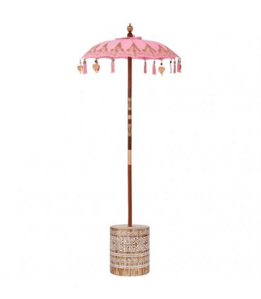 vidaXL Parasol with Base Pink 95 x 95 x 260 cm Cotton and Wood