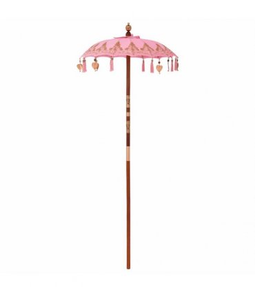 vidaXL Parasol with Base Pink 95 x 95 x 260 cm Cotton and Wood