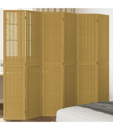 vidaXL Room Divider 6 Panels Brown Solid Wood Paulownia