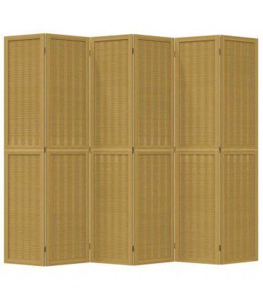vidaXL Room Divider 6 Panels Brown Solid Wood Paulownia