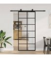 vidaXL Sliding Door with Hardware Set Black 90x205 cm ESG Glass