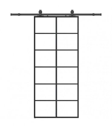 vidaXL Sliding Door with Hardware Set Black 90x205 cm ESG Glass