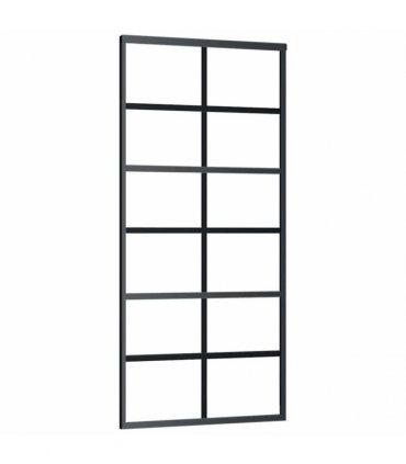 vidaXL Sliding Door with Hardware Set Black 90x205 cm ESG Glass