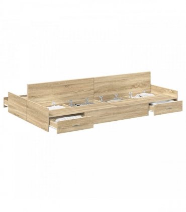 vidaXL Storage Bed Frame Sonoma Oak 120 x 200 cm Engineered Wood