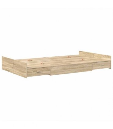 vidaXL Storage Bed Frame Sonoma Oak 120 x 200 cm Engineered Wood