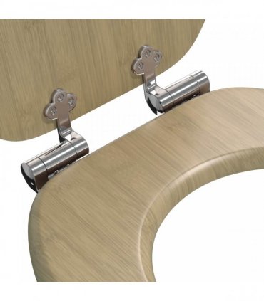 vidaXL Soft-Close Toilet Seat Light Bamboo Color 44 x 38 cm MDF board