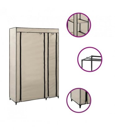 vidaXL Folding Wardrobe Cream 110x45x175 cm Fabric