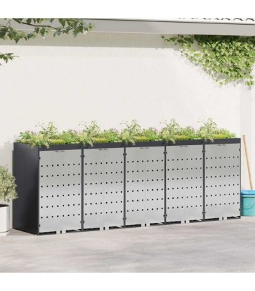 vidaXL Wheelie Bin Storage for 5 Bins Anthracite 340 x 77.5 x 121.5 cm
