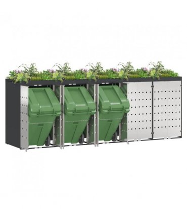 vidaXL Wheelie Bin Storage for 5 Bins Anthracite 340 x 77.5 x 121.5 cm