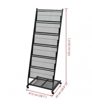 vidaXL Magazine Rack 47.5x43x133 cm Black A4