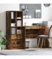 vidaXL Desk with Drawer with Shelf with Storage 2 pcs Smoked Oak