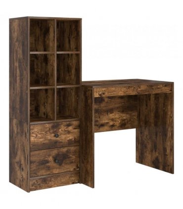 vidaXL Desk with Drawer with Shelf with Storage 2 pcs Smoked Oak