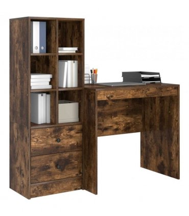 vidaXL Desk with Drawer with Shelf with Storage 2 pcs Smoked Oak