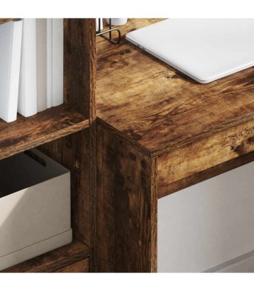 vidaXL Desk with Drawer with Shelf with Storage 2 pcs Smoked Oak
