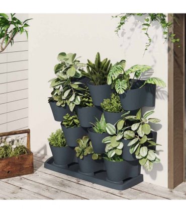 vidaXL Vertical Garden Plant Set 12 pcs Anthracite Polypropylene