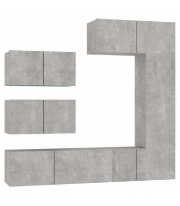 vidaXL TV Cabinet Set | Set of 6 | Concrete Grey | Engineered Wood | Medium