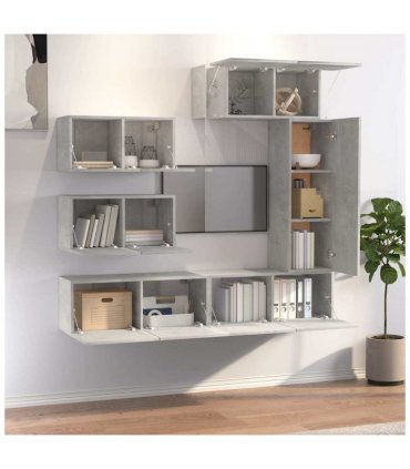 vidaXL TV Cabinet Set | Set of 6 | Concrete Grey | Engineered Wood | Medium
