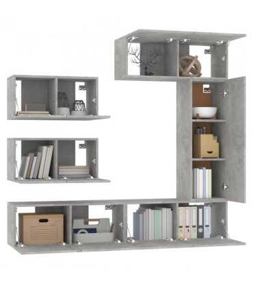 vidaXL TV Cabinet Set | Set of 6 | Concrete Grey | Engineered Wood | Medium