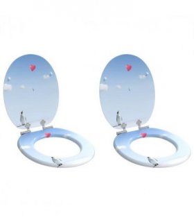 vidaXL Soft-Close Toilet Seat 2 pcs Blue 44 x 38 cm MDF board