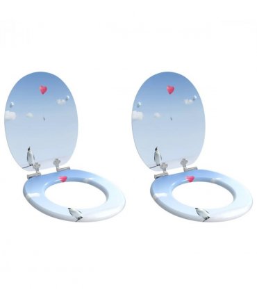 vidaXL Soft-Close Toilet Seat 2 pcs Blue 44 x 38 cm MDF board