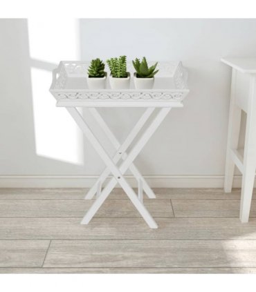 vidaXL Side Table with Tray White