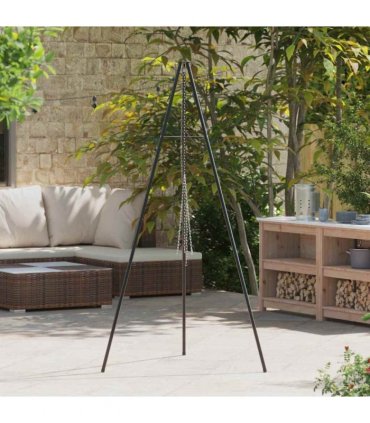 vidaXL Campfire Tripod Black 92 x 92 x 191.5 cm Steel