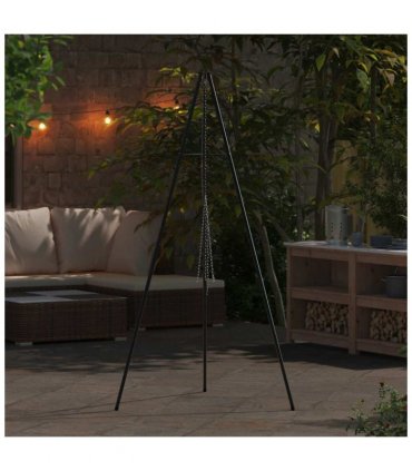 vidaXL Campfire Tripod Black 92 x 92 x 191.5 cm Steel